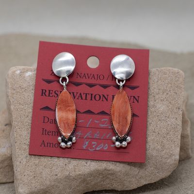 Navajo dangle earrings w/ spiny oyster shell-Pawn Jewelry
