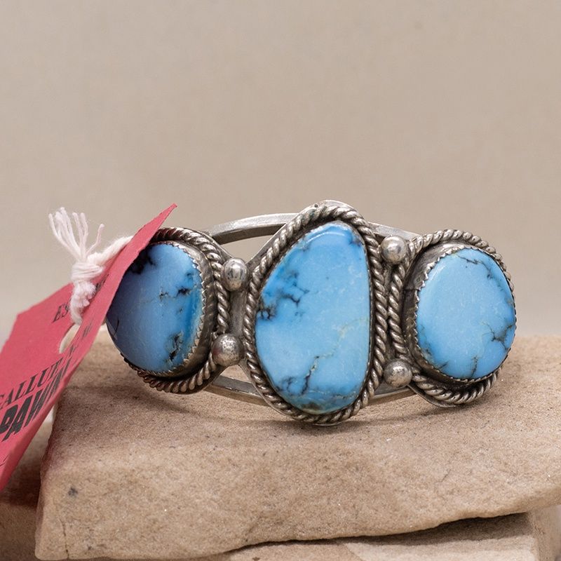 3- turquoise stone Navajo bracelet-Pawn Jewelry