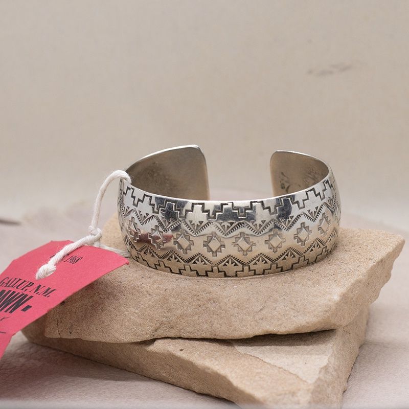 Domed Navajo silver bracelet-Pawn Jewelry