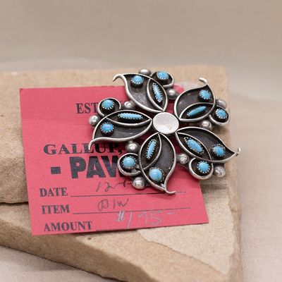 Zuni flower pin- Pawn Jewelry