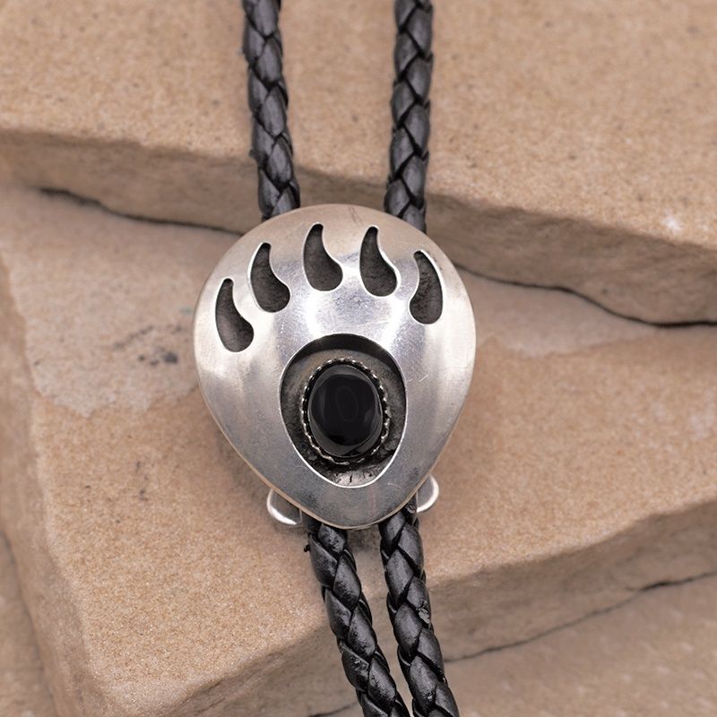 Bear Paw bolo tie w/ black onyx