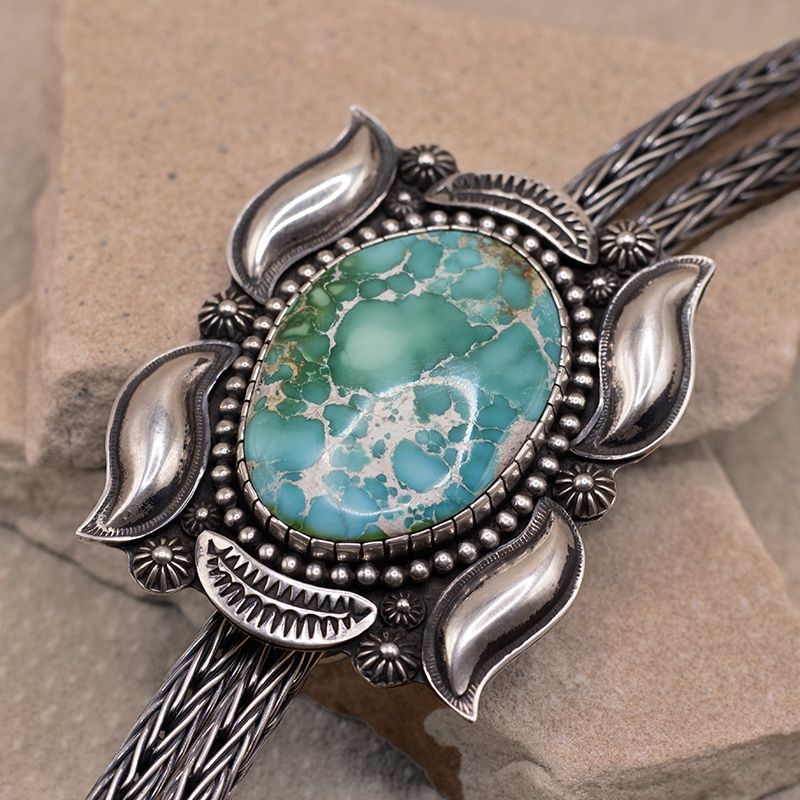 Sonoran turquoise bolo tie w/ custom braided cord