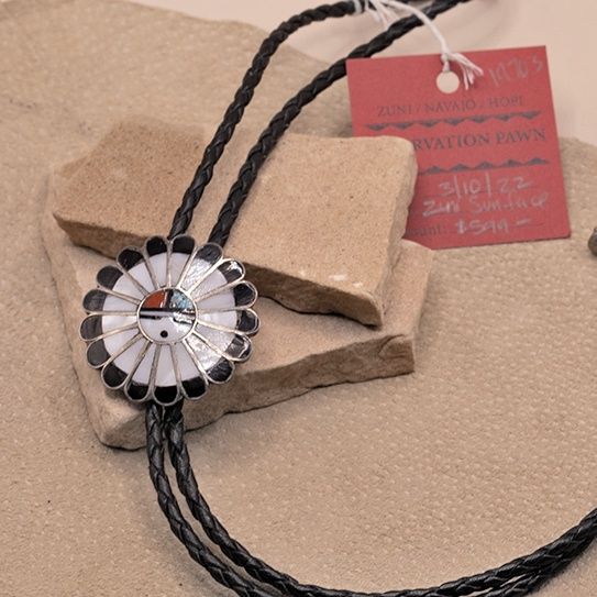 Zuni Sun Face bolo tie- Pawn Jewelry