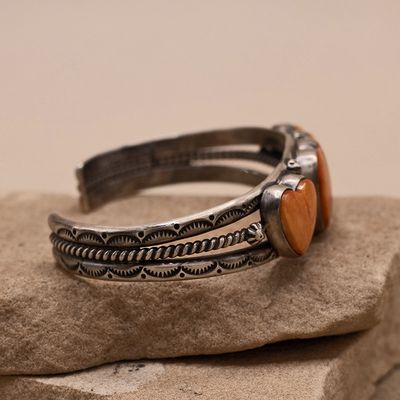 Orange spiny shell heart bracelet