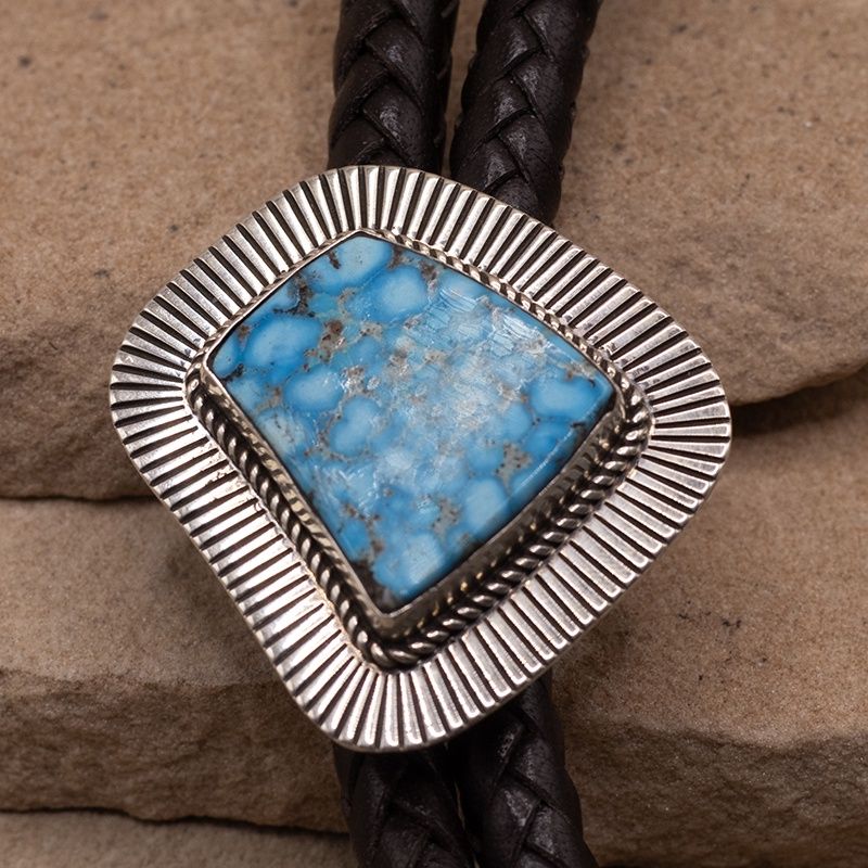 Cold stamp mounting bolo tie w/Kingman turquoise