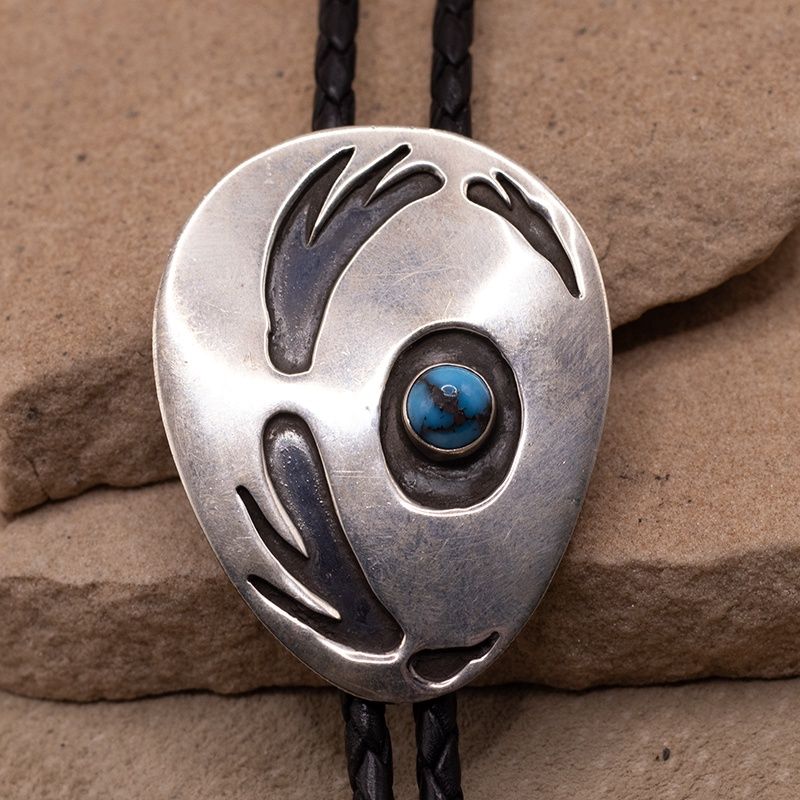 1970's silver bolo tie w/ turquoise