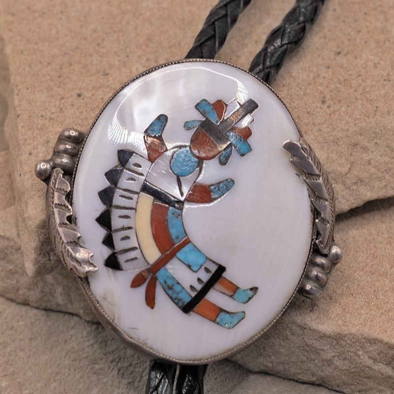 Vintage Zuni Rainbow god bolo tie
