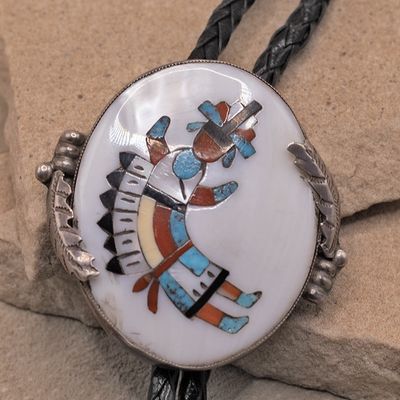 Vintage Zuni Rainbow god bolo tie