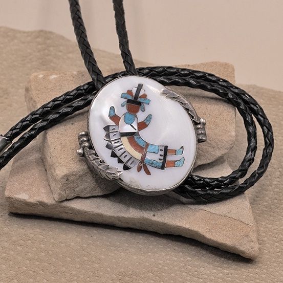 Vintage Zuni Rainbow god bolo tie