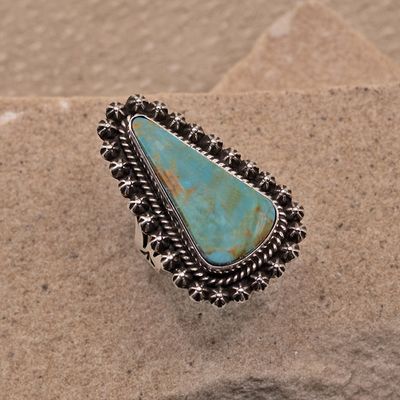 Triangle Royston turquoise ring- Happy Piasso