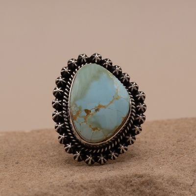 Round Royston turquoise ring-Happy Piasso