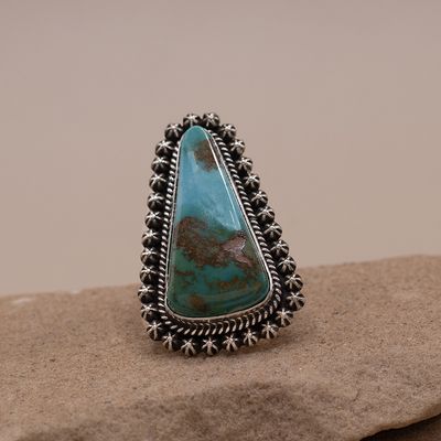 Large tear drop Royston turquoise ring-Happy Piasso