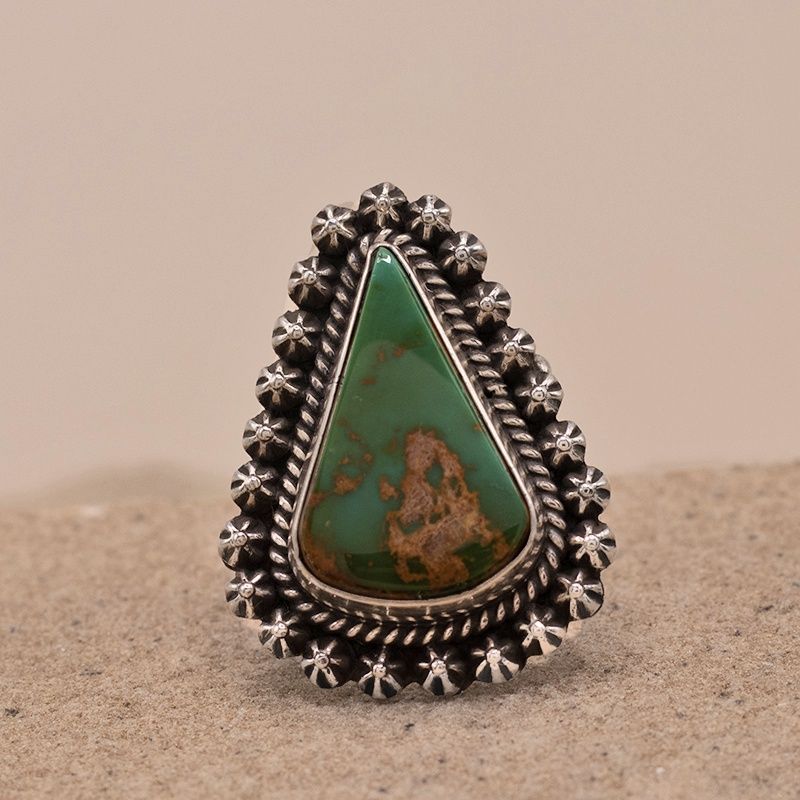 Triangle shaped Royston turquoise ring- Happy Piasso