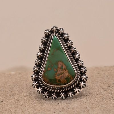 Triangle shaped Royston turquoise ring- Happy Piasso