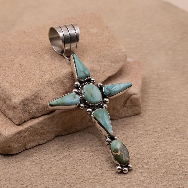 Large Royston turquoise cross pendant