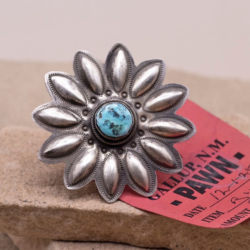 Large Navajo flower ring-Pawn Jewelry