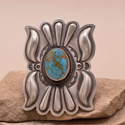 Large silver concho Navajo ring- Pawn jewelry