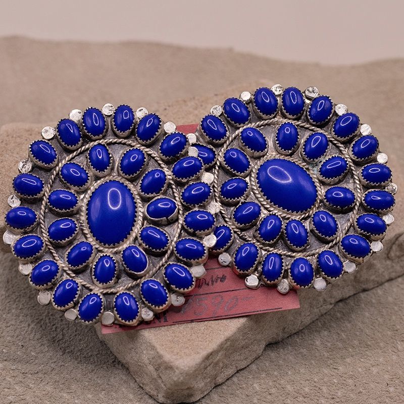 Large Lapis cluster earrings-Pawn Jewelry