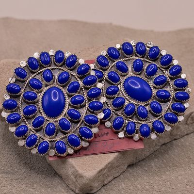 Large Lapis cluster earrings-Pawn Jewelry