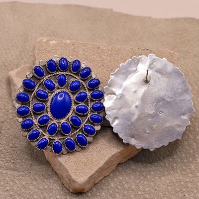 Large Lapis cluster earrings-Pawn Jewelry