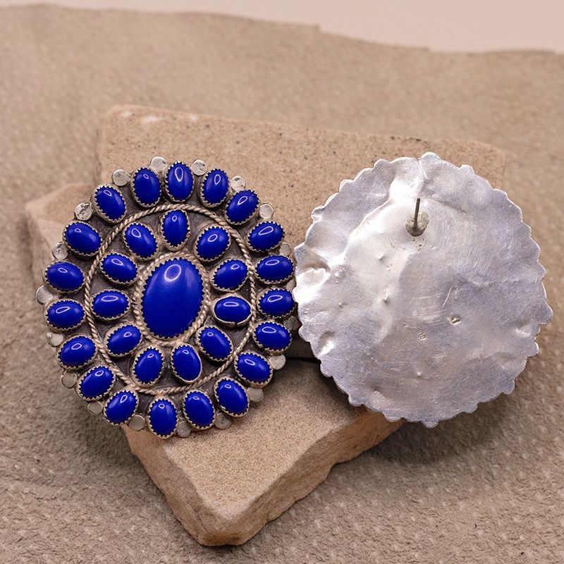 Large Lapis cluster earrings-Pawn Jewelry
