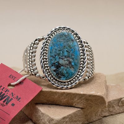 Large Navajo turquoise bracelet w/ heavy twist wire
