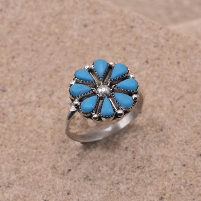 Small Zuni Turquoise Flower Ring