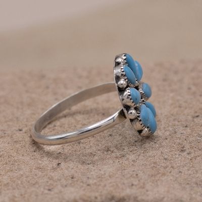 Small Zuni Turquoise Flower Ring