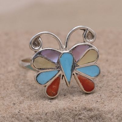 Large Inlay butterfly ring