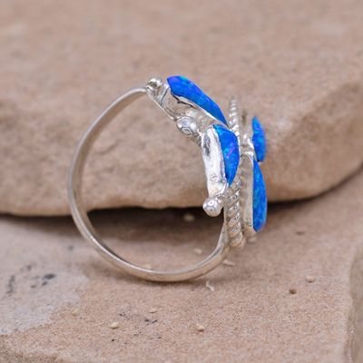 Blue Opal Butterfly Ring