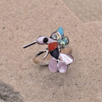 Large Inlay Hummingbird Ring