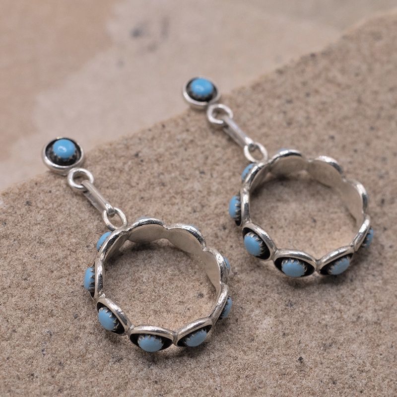 Small Petit Point Circle Drop Earring