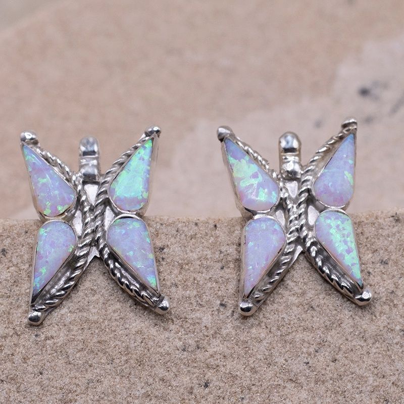 Medium Butterfly Opal  Post Earrings