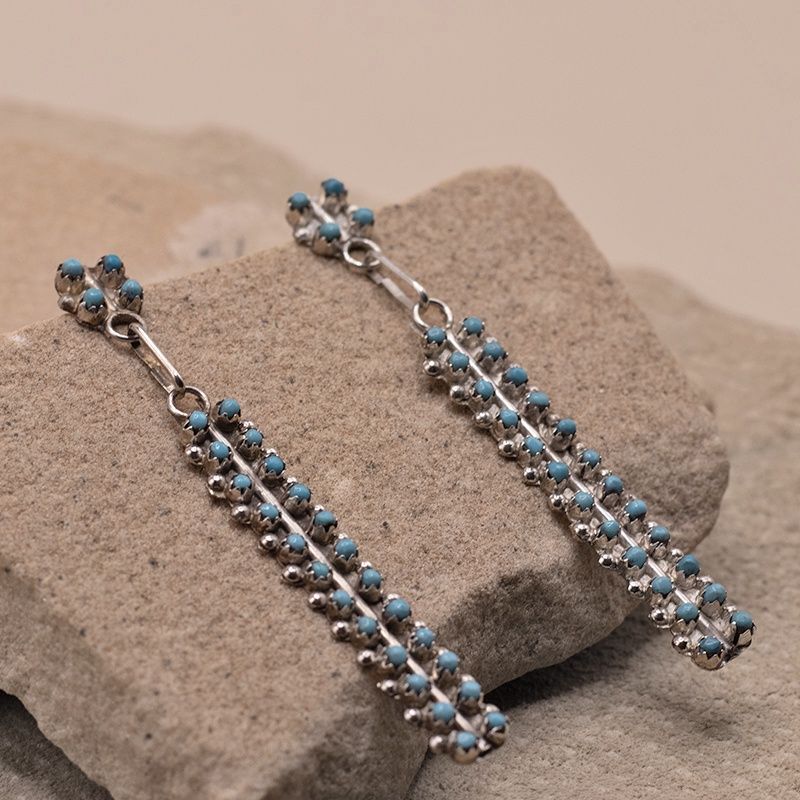 Linear Petit Point Drop post Earring