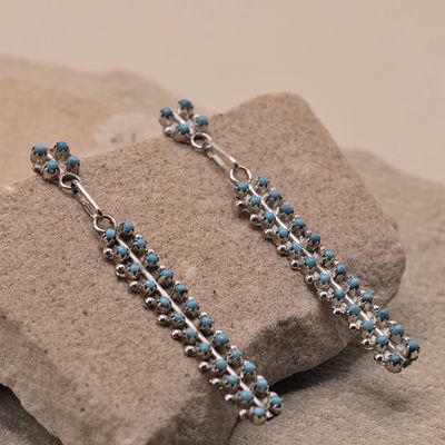 Linear Petit Point Drop post Earring