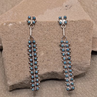 Linear Petit Point Drop post Earring