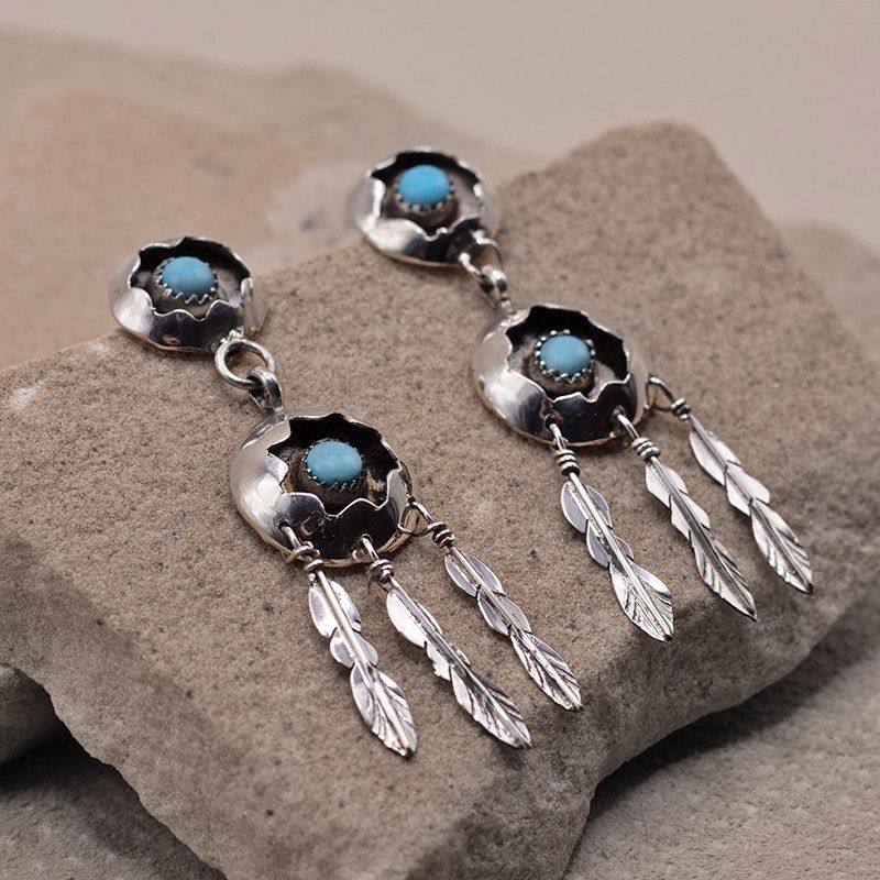 Shadowbox Feather dangle  Earrings