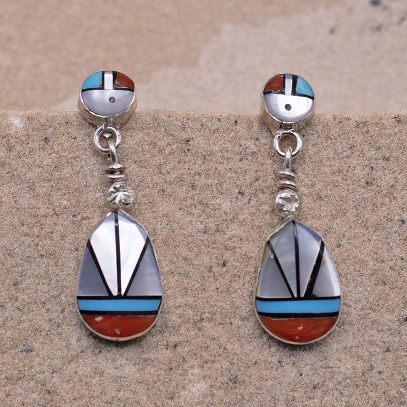 Inlay Sunface Drop Earring