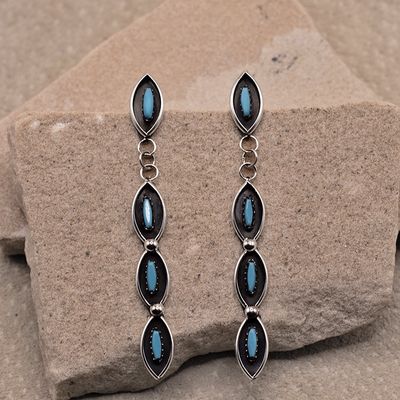 Marquis Shape Needlepoint Drop Earring