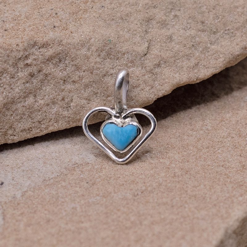 Tiny Floating Heart Turquoise Pendant