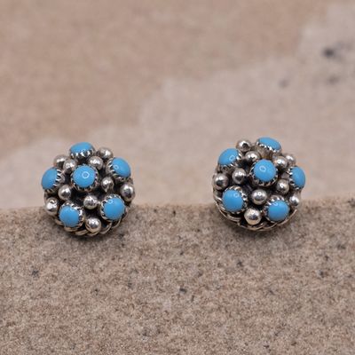 Tiny Bubble Turquoise and Silver Earrings