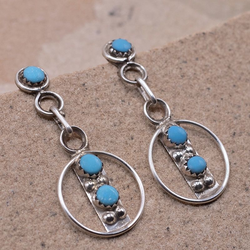 Circular Petit Point Drop Earrings