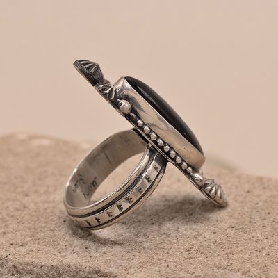 Unique black onyx stone ring-Mary Ellen