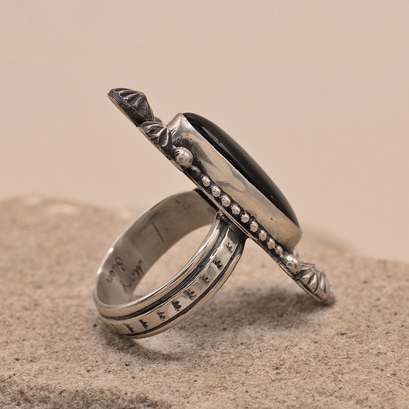 Unique black onyx stone ring-Mary Ellen