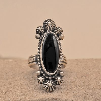 Unique black onyx stone ring-Mary Ellen