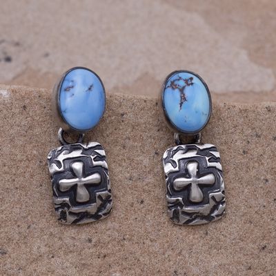 Single Stone with Dange Cross detail earrings