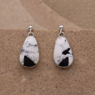 Simple Single Stone White Buffalo Earrings