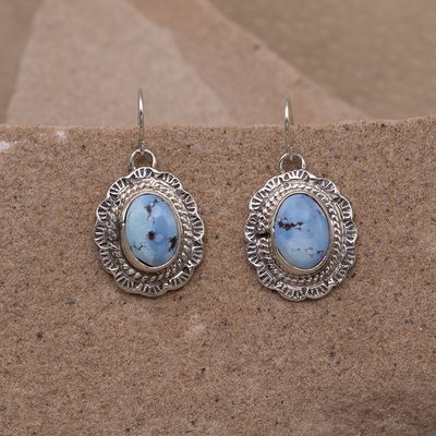 Single Stone Earrings with Stamped Silver Details