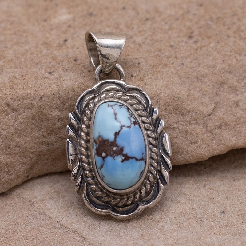 Single Stone Pendant with Stamped Detail