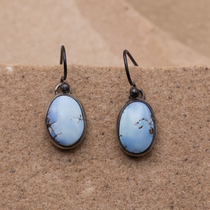 Simple Single Stone Golden Hills Turquoise Earrings